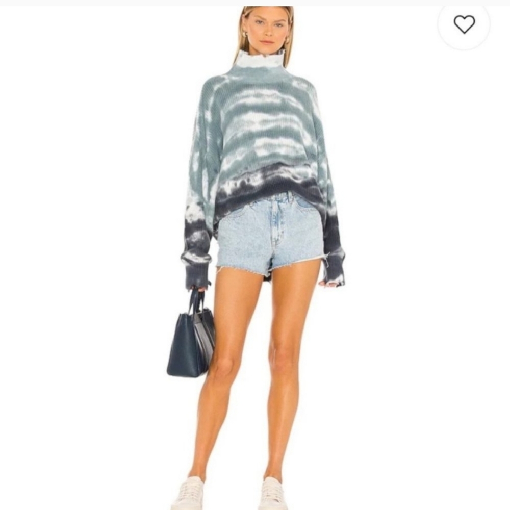 Young Fabulous and Broke blue Turtleneck tie dye Sweater size M/L